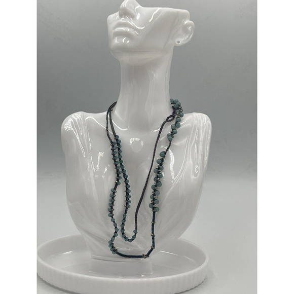Chan Luu 925 Green Aventurine Beaded Braided Boho Hippie Wrap Necklace/Bracelet - Picture 1 of 8